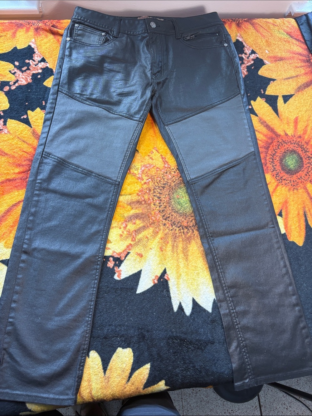 Men's Black Coated Slim Jeans